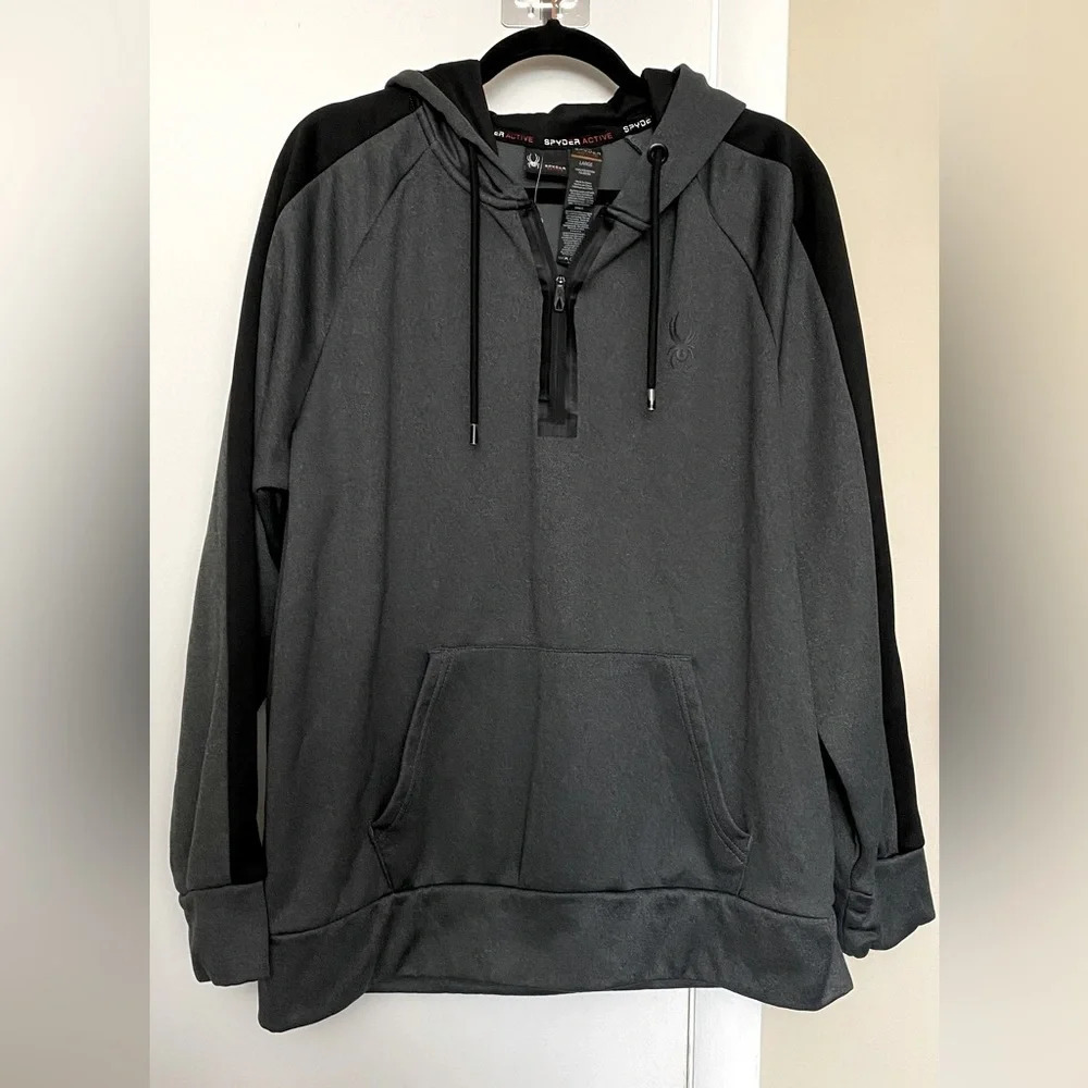 NWOT Spyder Mens Active Hoodie Sweatshirt Pullover ProWEB Zip Fleece Lined Large